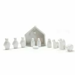 East Of India Porcelain Nativity Set - Handcrafted Christmas Ornament