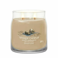 Yankee Candle Amber & Sandalwood Signature Medium Jar Candle - Long-Lasting Fragrance -Campus Gifts Sales 1630016e amber sandalwood signature medium jar candle 2