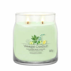 Yankee Candle Cucumber Mint Cooler Medium Jar Candle | Fresh & Invigorating Scent | 623g (22oz) -Campus Gifts Sales 1728904e cucumber mint cooler signature medium jar candle 2