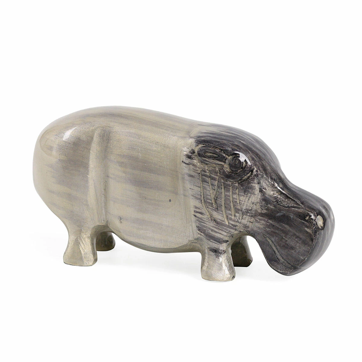 Tilnar Art Aluminark Brushed Silver Large Hippo - New In Collection 3 Tilnar Art Aluminark Brushed Silver Large Hippo - New In Collection