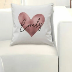 Personalised Rose Gold Heart Name Only Cushion - New In -Campus Gifts Sales 4004392 pmc personalised rose gold heart name only cushion 2