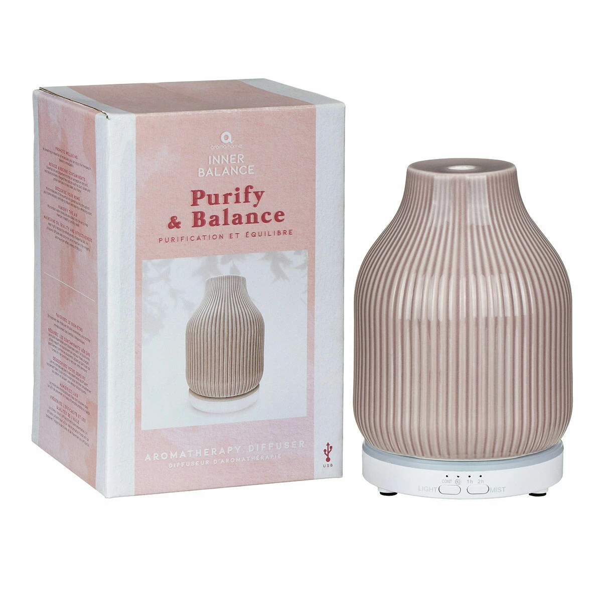 Aroma Home Purify & Balance Ceramic USB Ultrasonic Diffuser | Essential Oil Aromatherapy | Silent Operation 4 Aroma Home Purify & Balance Ceramic USB Ultrasonic Diffuser | Essential Oil Aromatherapy | Silent Operation - Image 2