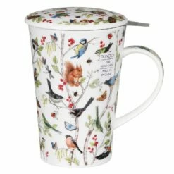 Dunoon Secret Wood Shetland Tea Infuser Set - Elegant Ceramic Mug with Lid & Infuser