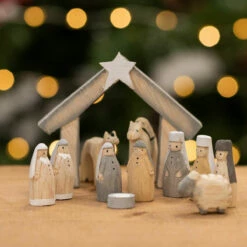 East Of India Natural Little Boxed Nativity Set - Handcrafted Ornament & Trinket