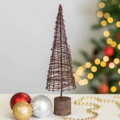 East Of India Rusty Wire Cone Christmas Tree | Unique Rustic Ornament