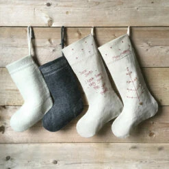 East Of India Christmas Dear Santa Linen Stocking - Festive Ornament & Trinket -Campus Gifts Sales east of india eoi 3354b christmas dear santa linen stocking 3