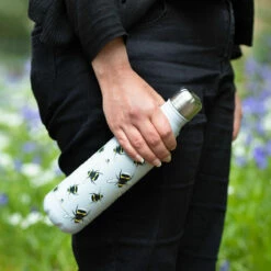 Eco Chic Grey Bees 500ml Insulated Thermal Drinks Bottle | Sustainable & Stylish -Campus Gifts Sales eco chic grey water bottle lifestyle