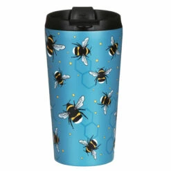 Eco Chic Blue Bees Stainless Steel Travel Coffee Cup - Insulated, Leak-Proof & Stylish