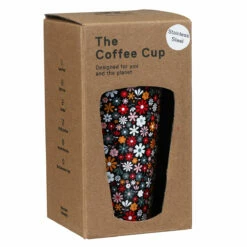 Eco Chic Black Ditsy Flowers Stainless Steel Travel Coffee Cup | Insulated Travel Mug -Campus Gifts Sales eco chic n014 disty black flowers stainless steel travel coffee cup 04