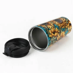 Eco Chic Sunflowers Stainless Steel Travel Coffee Cup | Insulated Travel Mug | Eco-Friendly Design -Campus Gifts Sales eco chic n015 sunflowers stainless steel travel coffee cup 01b