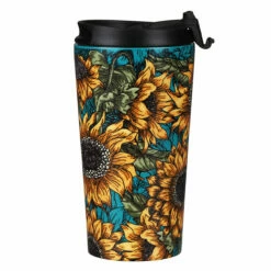 Eco Chic Sunflowers Stainless Steel Travel Coffee Cup | Insulated Travel Mug | Eco-Friendly Design -Campus Gifts Sales eco chic n015 sunflowers stainless steel travel coffee cup 03