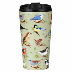 Eco Chic Green Wild Birds Stainless Steel Travel Coffee Mug | Insulated & Leak-Proof