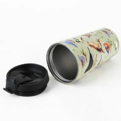 Eco Chic Green Wild Birds Stainless Steel Travel Coffee Mug | Insulated & Leak-Proof -Campus Gifts Sales eco chic n02 green wild birds stainless steel travel coffee cup 01b