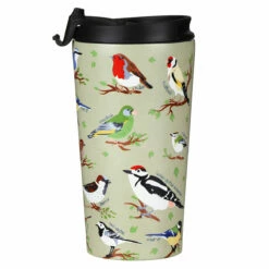 Eco Chic Green Wild Birds Stainless Steel Travel Coffee Mug | Insulated & Leak-Proof -Campus Gifts Sales eco chic n02 green wild birds stainless steel travel coffee cup 03
