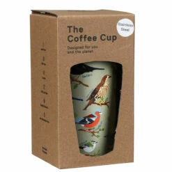Eco Chic Green Wild Birds Stainless Steel Travel Coffee Mug | Insulated & Leak-Proof -Campus Gifts Sales eco chic n02 green wild birds stainless steel travel coffee cup 04