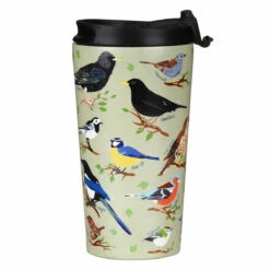 Eco Chic Green Wild Birds Stainless Steel Travel Coffee Mug | Insulated & Leak-Proof -Campus Gifts Sales eco chic n02 green wild birds stainless steel travel coffee cup 05