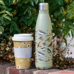 Eco Chic Blue Bumblebees 500ml Thermal Drinks Bottle - Insulated Stainless Steel Water Flask -Campus Gifts Sales eco chic travel cup thermal bottle lifestyle 2