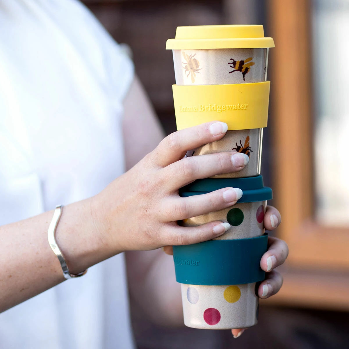 Emma Bridgewater Bumblebees Rice Husk Travel Cup - Eco-Friendly & Stylish Travel Mug 4 Emma Bridgewater Bumblebees Rice Husk Travel Cup - Eco-Friendly & Stylish Travel Mug - Image 2