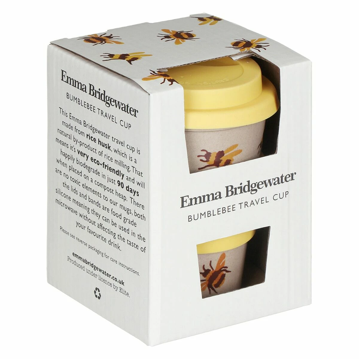 Emma Bridgewater Bumblebees Rice Husk Travel Cup - Eco-Friendly & Stylish Travel Mug 5 Emma Bridgewater Bumblebees Rice Husk Travel Cup - Eco-Friendly & Stylish Travel Mug - Image 3