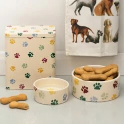 Emma Bridgewater Polka Paws Treat Tin | Stylish Pet Food Storage -Campus Gifts Sales elite emma bridgewater pd3033 polka paws dog treat tin lifestyle