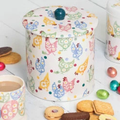 Emma Bridgewater Polka Spring Chicken Biscuit Barrel - Stylish Storage Tin -Campus Gifts Sales elite pdc2965 emma bridgewater polka spring chicken biscuit barrel lifestyle