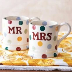 Emma Bridgewater Polka Dot Mr & Mrs Set of 2 Half Pint Boxed Mugs – Perfect for Couples -Campus Gifts Sales emma birdgewater polka dot mr mrs 2 1 2 pint mugs boxed lifestyle image01