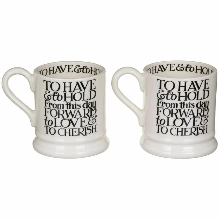 Emma Bridgewater Black Toast Mr & Mrs Boxed Set of Two Half Pint Mugs - Elegant Ceramic Mugs for Couples 4 Emma Bridgewater Black Toast Mr & Mrs Boxed Set of Two Half Pint Mugs - Elegant Ceramic Mugs for Couples - Image 2