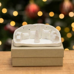 East Of India Porcelain Christmas Village - Handcrafted Ornamental Trinket