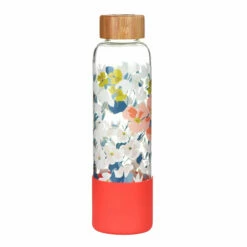 Joules Floral Print Glass Water Bottle - Eco-Friendly & Stylish Hydration