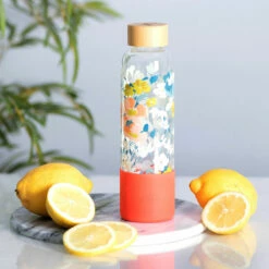 Joules Floral Print Glass Water Bottle - Eco-Friendly & Stylish Hydration -Campus Gifts Sales joules jls2103 j floral print glass water bottle lifestyle