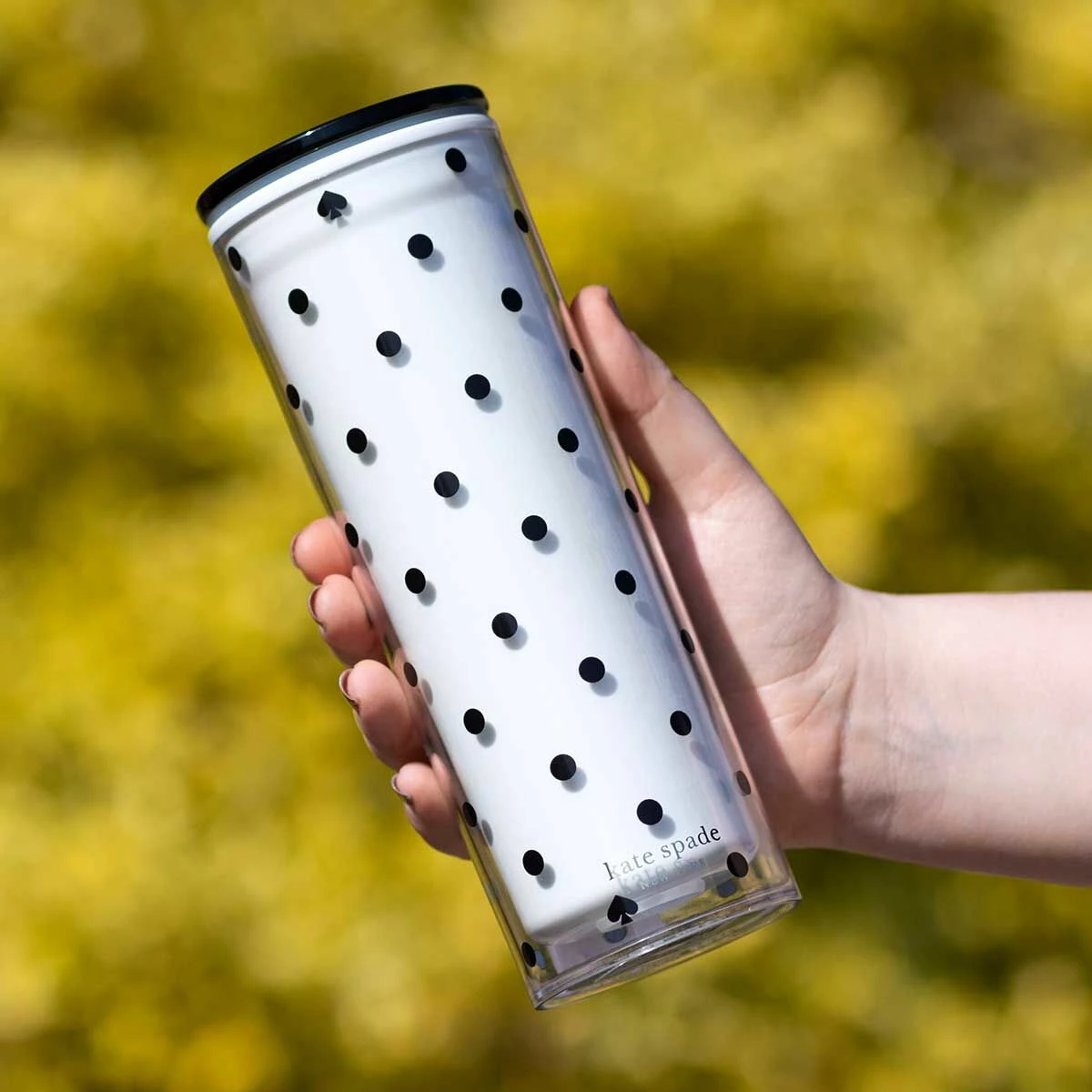 Kate Spade New York Black Spade Dot Thermal Mug | Stylish Travel Mug 4 Kate Spade New York Black Spade Dot Thermal Mug | Stylish Travel Mug - Image 2