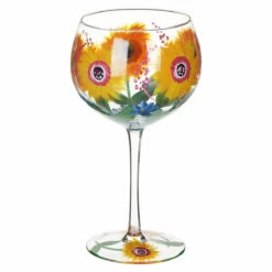 Lynsey Johnstone Hand Painted Sunflowers & Blue Wildflowers Gin Glass | New In -Campus Gifts Sales lesser pavey lp49746 lynsey johnstone sunflowers blue wildflowers gin glass 2