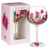 Lynsey Johnstone Hand Painted Pink Tulips Gin Glass - New In -Campus Gifts Sales lesser pavey lp49748 lynsey johnstone pink tulips gin glass 1