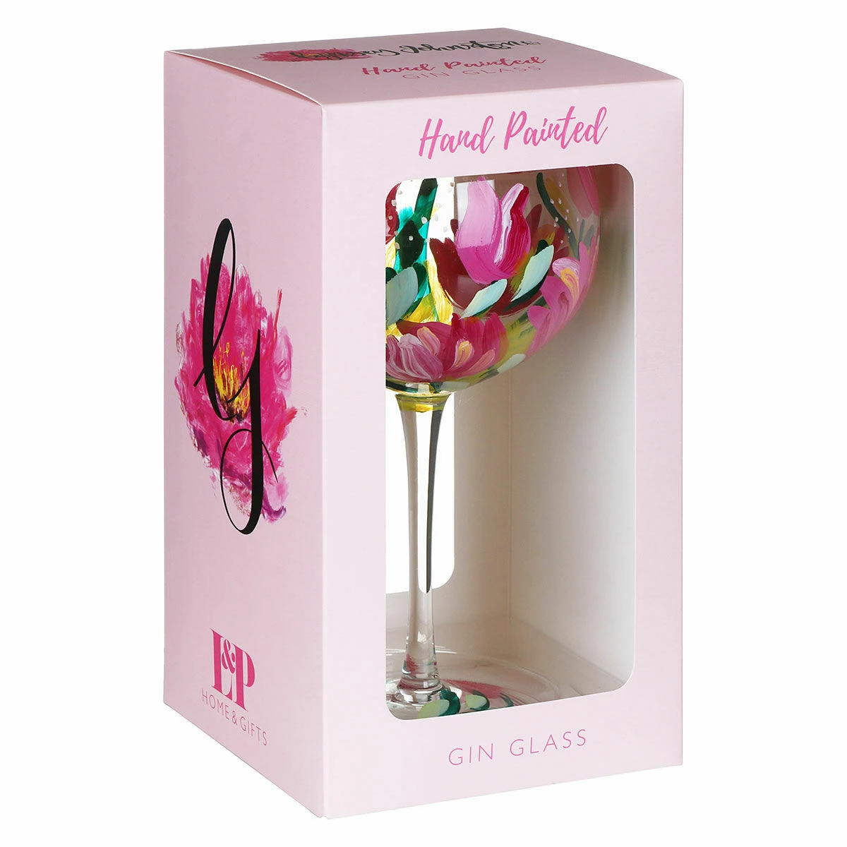 Lynsey Johnstone Hand Painted Pink Tulips Gin Glass - New In 6 Lynsey Johnstone Hand Painted Pink Tulips Gin Glass - New In - Image 4
