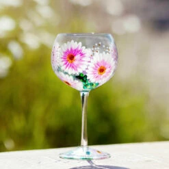 Lynsey Johnstone Hand Painted Cosmos Gin Glass - Unique New In Collection -Campus Gifts Sales lesser pavey lp49750 lynsey johnstone cosmos gin glass lifestyle