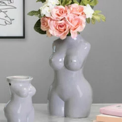 Desire Grey Body Torso Vase - Elegant Home Ornament & Trinket