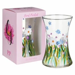 Lynsey Johnstone Hand Painted Dainty Daisies Hourglass Vase - Elegant Home Ornament
