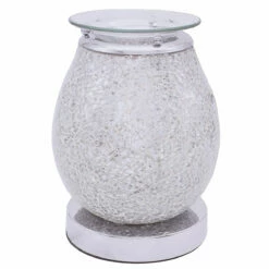 Desire Bulbous Silver Mosaic Aroma Lamp Wax Melt Warmer | Elegant Home Fragrance Solution -Campus Gifts Sales lesser pavey lp45319 desire silver mosaic aroma melt warmer 2