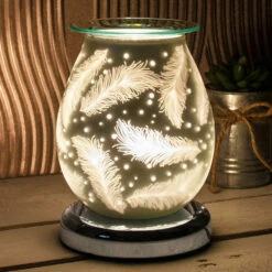 Desire Bulbous Satin Feather Aroma Lamp Wax Melt Warmer | Elegant Home Fragrance Solution