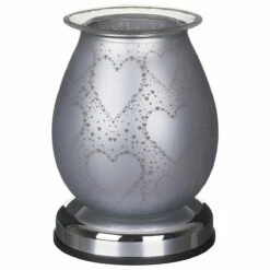 Desire Bulbous Satin White Hearts Aroma Lamp Wax Melt Warmer - Elegant Home Fragrance Solution -Campus Gifts Sales lesser pavey lp48152 desire bulbous satin heart aroma lamp wax melt warmer 01