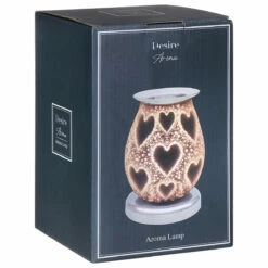 Desire Bulbous Satin White Hearts Aroma Lamp Wax Melt Warmer - Elegant Home Fragrance Solution -Campus Gifts Sales lesser pavey lp48152 desire bulbous satin heart aroma lamp wax melt warmer box