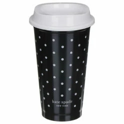 Kate Spade New York Black & White Stripe/Dot Set of 4 Travel Cups | Stylish Travel Mugs -Campus Gifts Sales lifeguard press 217049 kate spade travel cup set 4