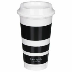 Kate Spade New York Black & White Stripe/Dot Set of 4 Travel Cups | Stylish Travel Mugs -Campus Gifts Sales lifeguard press 217049 kate spade travel cup set 7