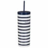 Kate Spade New York Navy Stripe Acrylic Tumbler With Straw | Stylish Travel Mug