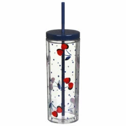 Kate Spade New York Vintage Cherry Dot Acrylic Tumbler With Straw - Stylish Travel Mug