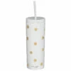 Kate Spade New York Gold Dot With Script Acrylic Tumbler With Straw - Stylish Travel Mug -Campus Gifts Sales lifeguard press 224338 kate spade gold dot tumbler with straw 01 v2