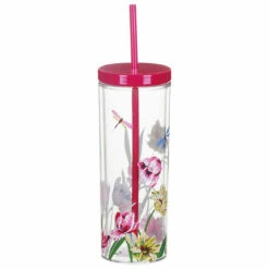 Kate Spade New York Dragonflies And Tulips Acrylic Tumbler with Straw - Stylish Travel Mug -Campus Gifts Sales lifeguard press 230933 kate spade dragonflies and tulips acrylic tumbler 3 2