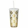 Kate Spade New York Gold Spade Flower Tumbler With Straw - Stylish Insulated Water Bottle -Campus Gifts Sales lifeguard press kate spade 192985 gold spade flower tumbler with straw