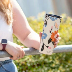 Kate Spade New York Floral Garden Stainless Steel Tumbler - Stylish Travel Mug -Campus Gifts Sales lifeguard press kate spade 225933 floral garden travel mug lifestyle
