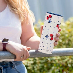 Kate Spade New York Vintage Cherry Dot Stainless Steel Tumbler | Travel Mug -Campus Gifts Sales lifeguard press kate spade 225937 vintage cherry travel mug lifestyle